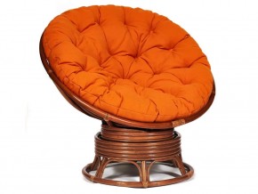 Кресло-качалка Papasan w 23/01 B с подушкой Pecan, ткань Оранжевый в Аше - asha.магазин96.com | фото